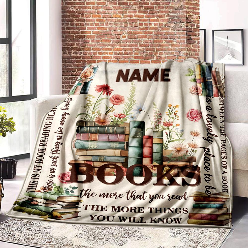 Book Reading Blanket Home Customize Your Name Blankets Comfortable Soft Lightweight Multipurpose Blanket For Picnic Sofa Office Bed Living Room