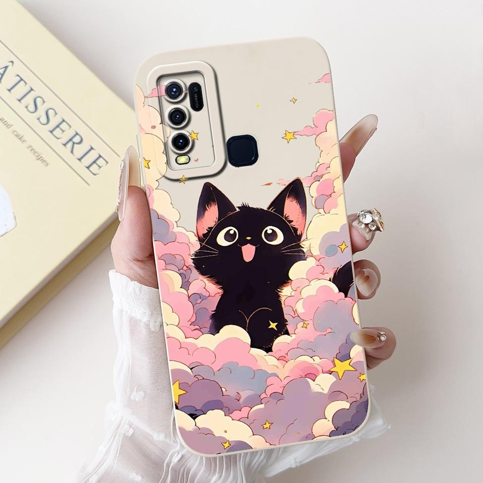 For Vivo Y30 1938 Case Y50 1935 Luxury Flowers Kawaii Cute Funny Painted Silicone Shockproof Phone Case For Vivo Y50 Back Cover