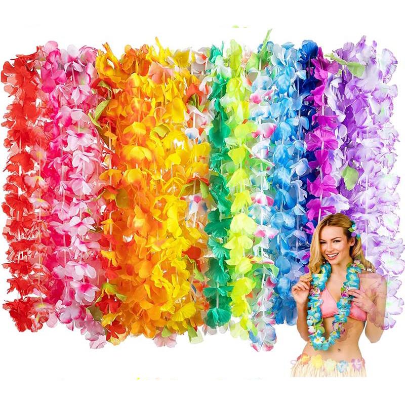 Hawaiian Lei Hula Garland Fancy Dress Up 100cm Flower Necklace Beach Party Prop