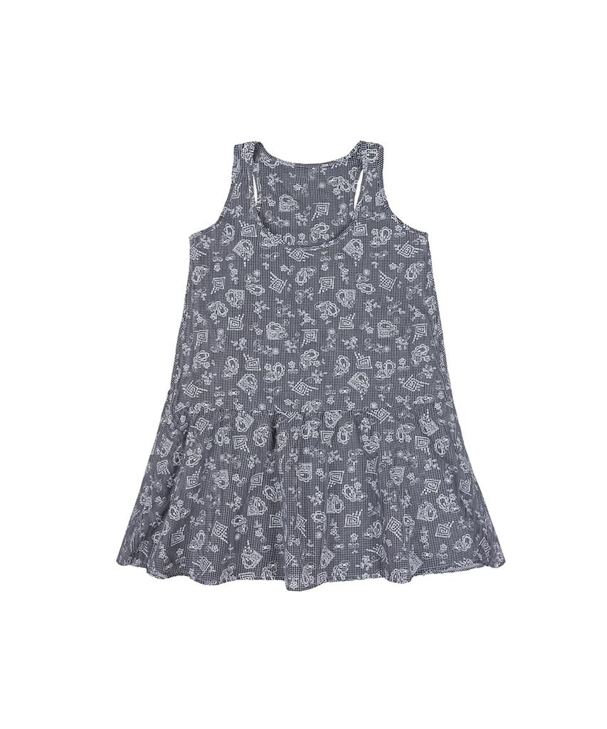 Hühner (Damen) Romantisches Vichykleid für Zuhause Schwarz