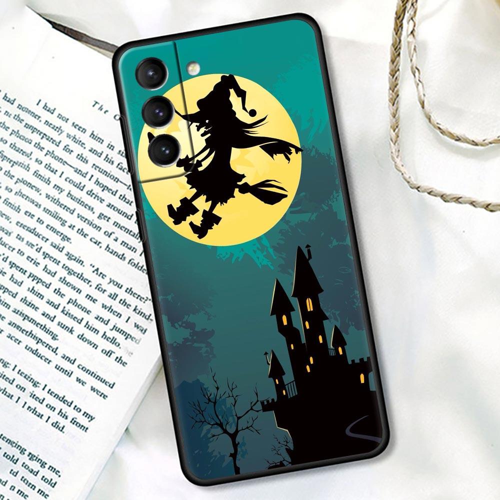 Happy Halloween S24 Ultra For Samsung Galaxy S23 Ultra S21 S20 FE S22 S10 S24 S23 Plus Case Cover Cat Bat Pumpkin Witch Castle