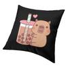 Cool Cute Little Capybara Hugs Bubble Tea Square Throw Pillow Cover Home Decor 3D Two Side Print Cushion Cover For Sofa
