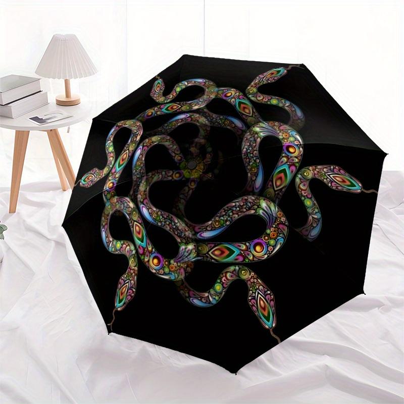 1pc Snakes, Mandala Automatic Open/close Folding Umbrella, Compact Portable Travel Umbrella, Durable Construction yy250809065
