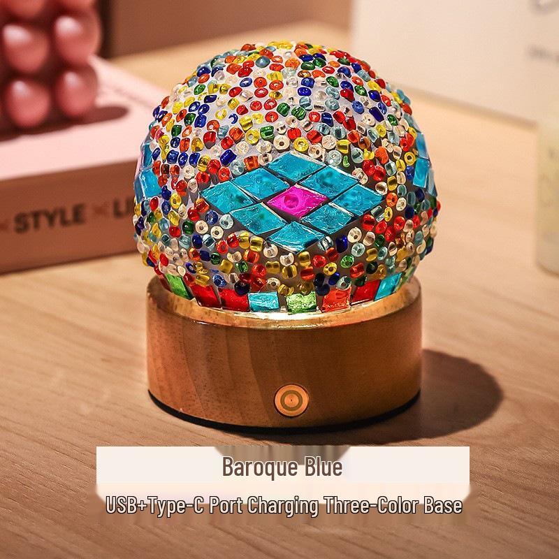 Bohemian LED Night Light - USB Rechargeable Moroccan Glass Lamp