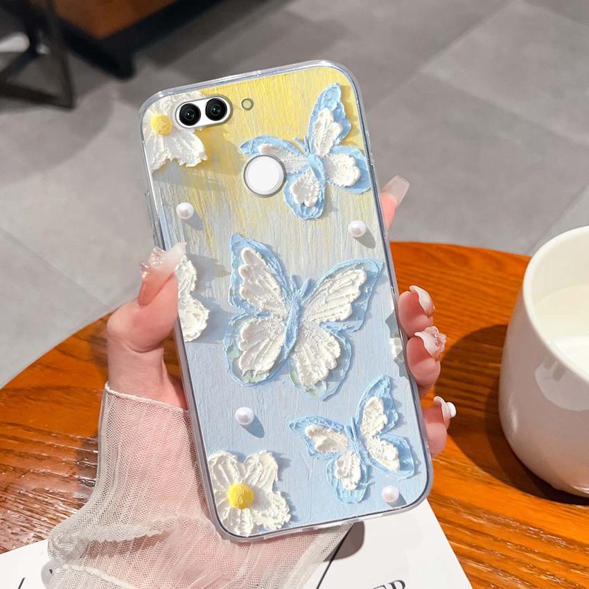 For Huawei Nova 2 2S 3 3e 4 4e 5 5i 7i 6 7 SE Luxury Clear Phone Case Beautiful Butterfly Wing Pattern Soft Silicone Anti Fall Shell For Huawei Casing
