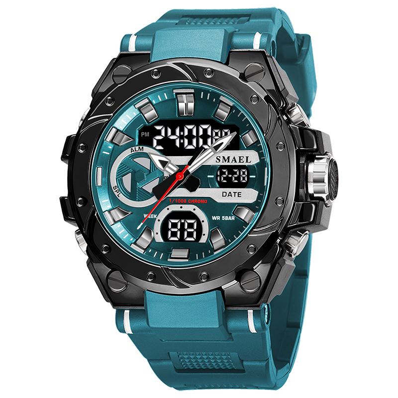 Brand Sport Watches 50M Wateproof Dual Time Display Watches LED 8029 Stopwatches Alarm Multifunctional Men's Wristwatches