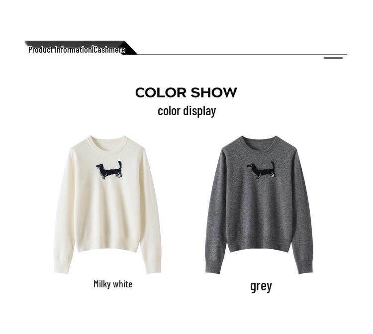 Puppy Embroidery Cashmere Sweater: Autumn Knitted Pullover, Age-Reducing and Playful Design