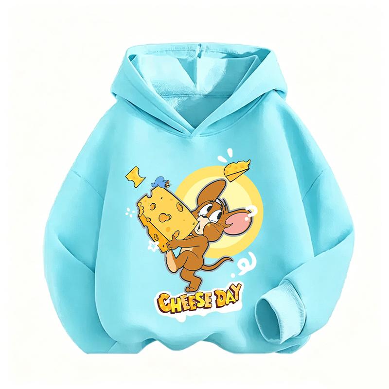 2026 Autumn Boys Girls Hoodies Cartoon Print Children's Tom Jerry Autumn Winter Long Sleeve Sweatshirt Cute Girls Hoodies