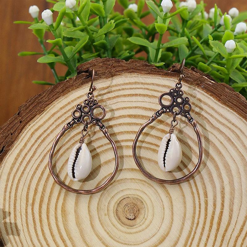 Ethnic Vintage Bohemian Drop Danlge Women's Earrings Bead Wooden Tassel Round Geometric Flower Leaf Long Boho Earrings Zircon