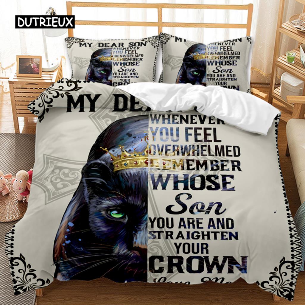 Letter Quilt Cover Package Letter Motivational Words To Son Letter Sleep Bedding Package Bedclothes Full Size Queen Dimension King Dimension Polyester
