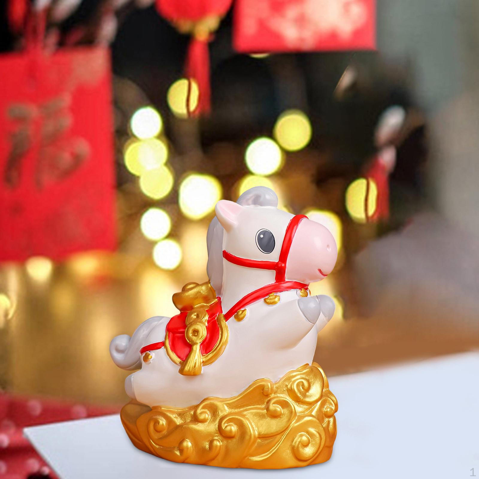 Horse Figurine Animal Statue Cute Resin Decorative Desktop Ornament Sculpture for Office