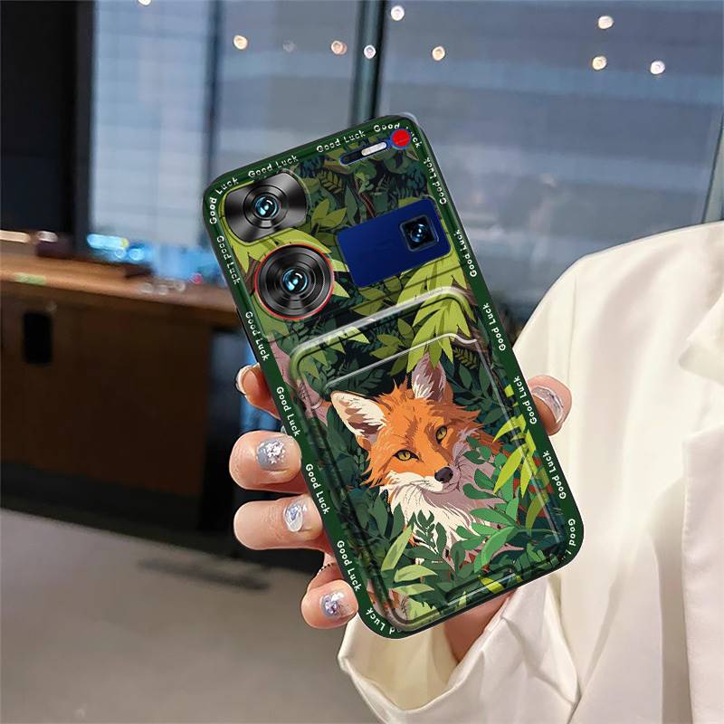 protective Back Cover Phone Case For ZTE Nubia Z60 Ultra TPU Cute Silicone Durable Card slot Soft case Card bag Graffiti