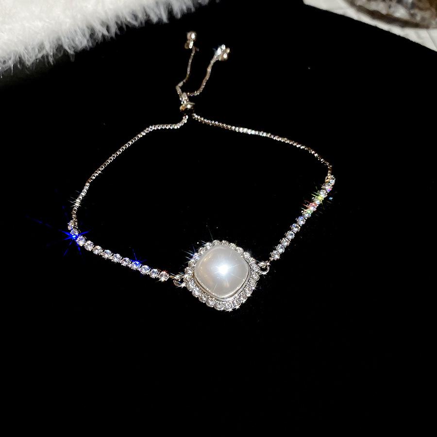 Элегантный браслет-сердце с барочными стразами и искусственным жемчугом - Роскошный геометрический дизайн