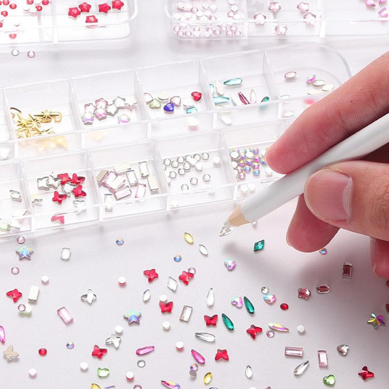 1 Set Dental Tooth Gems Crystal Diamond Heart Round Shaped Ornament Diy Tools Various Shapes Color Teeth Jewelry Denture