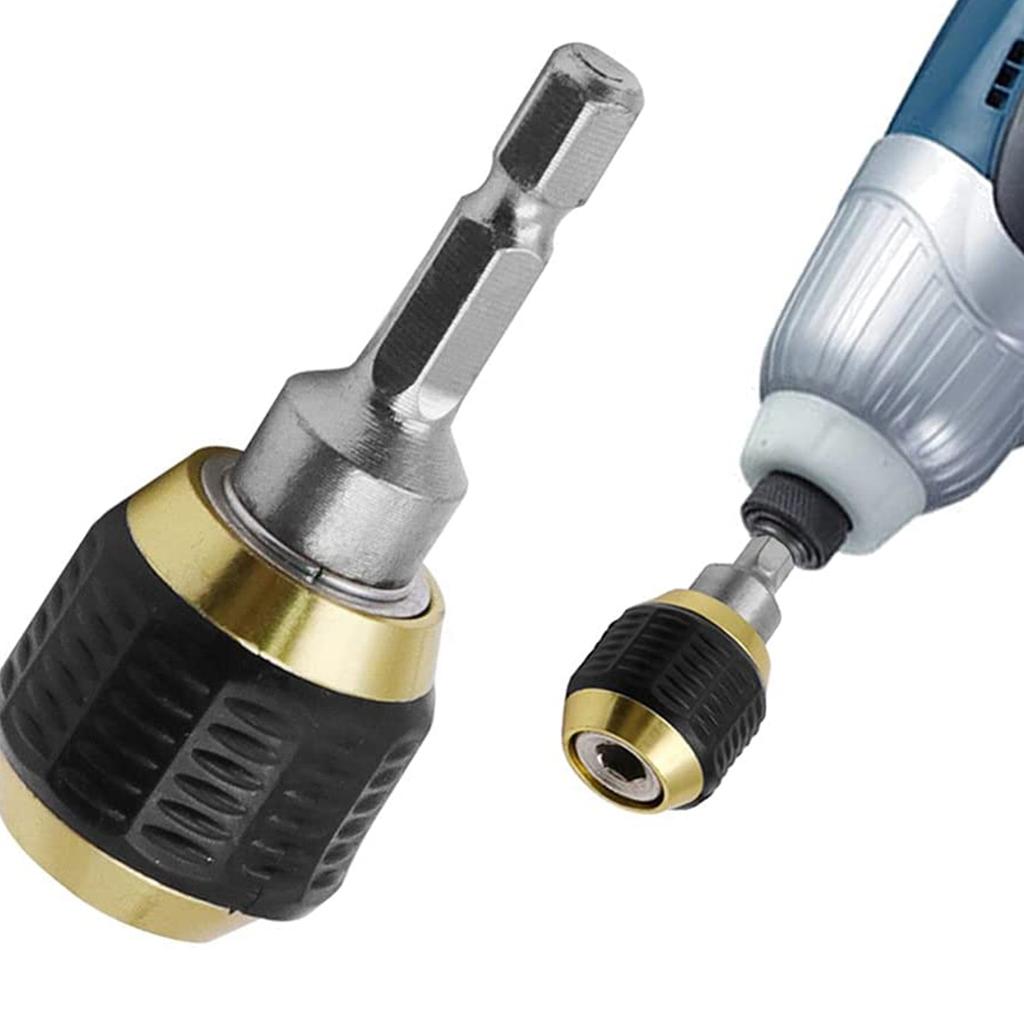 ABWR-2 Pcs 60Mm Drill Chuck Screwdriver Impact Driver Adaptor 1/4Inch Hex Shank Drill Bit Tool Quick Change Convertor Adapter