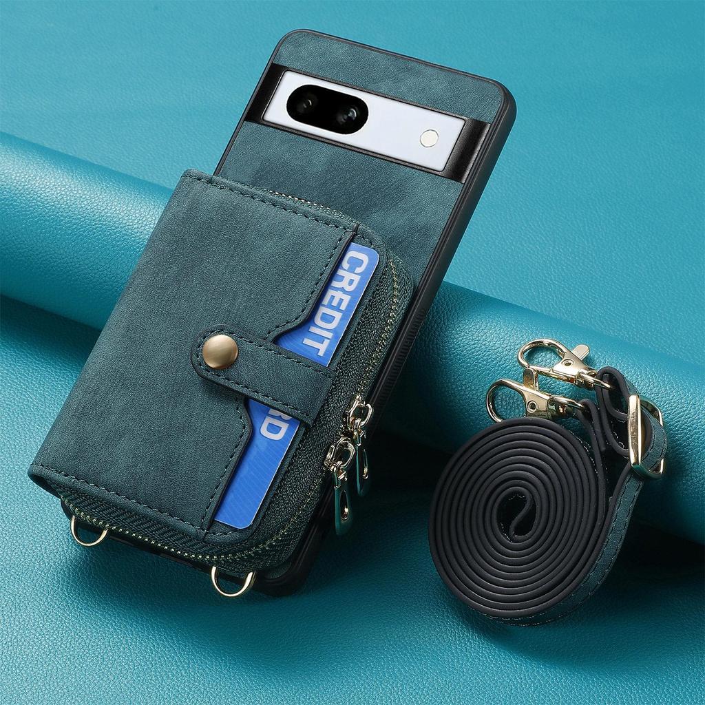 Google Pixel 9A Leather Case with Card Holder & Lanyard
