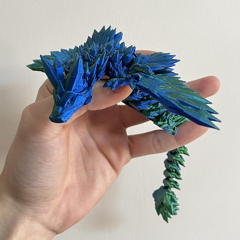 3D Printed Crystal Flying Dragon Movable Wing Toy Landscape Decoration