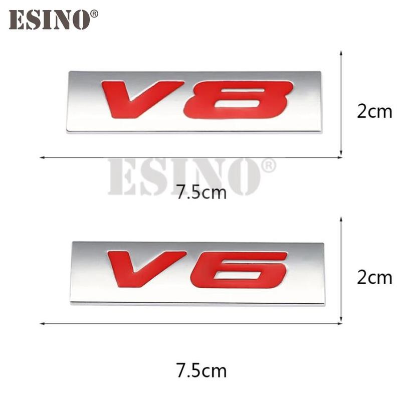 Car Styling 3D V6 V8 4 x 4 Logo Metal Zinc Alloy Car Sticker Badge Body Rear Trunk Adhesive Decal Emblem