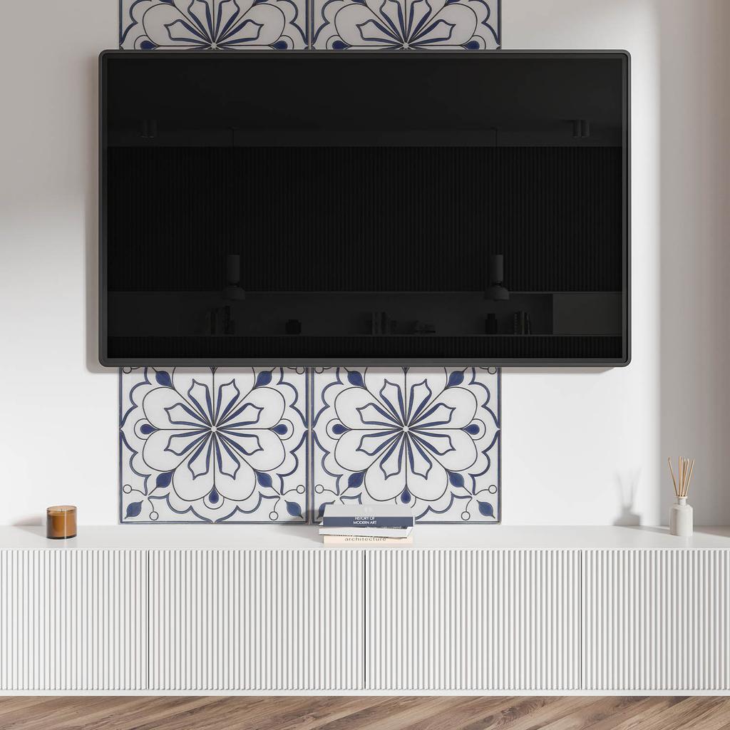 Panel Samoprzylepny Z Grafiką Do Jadalni Pcv 100X50 Cm Kwiatowy Wzór Ceramiczny
