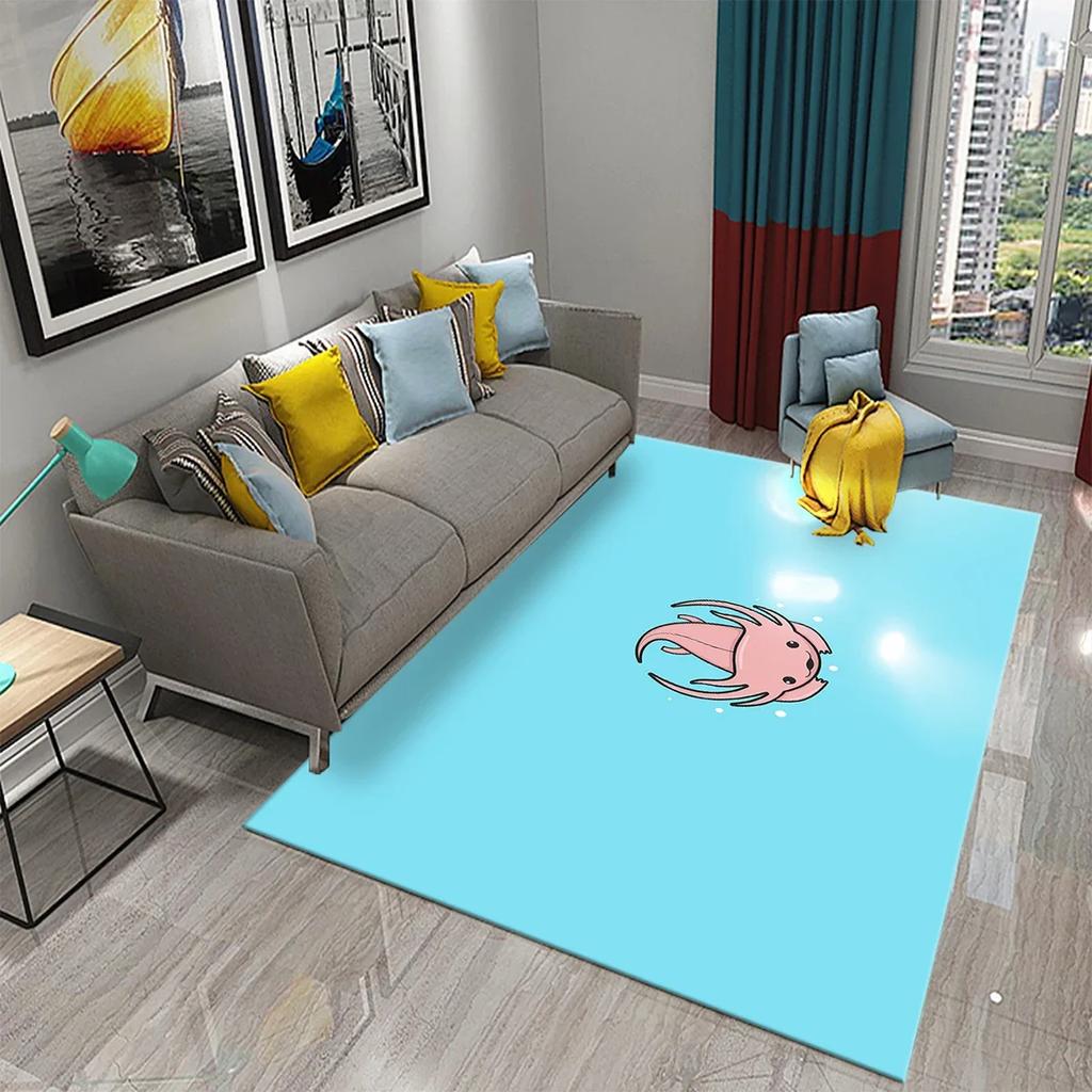 Cute Cartoon Axolotl Carpet for Bathroom Entrance Non-Slip Carpet Pink Living Room Bedroom Mat Welcome Doormat Floor Decor Rug