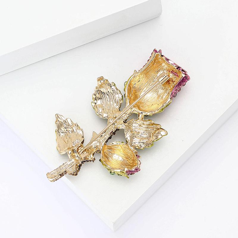 Exquisite Shinning Rhinestone Rose Flowers Brooches For Women Party Jewelry Accessories Gifts
