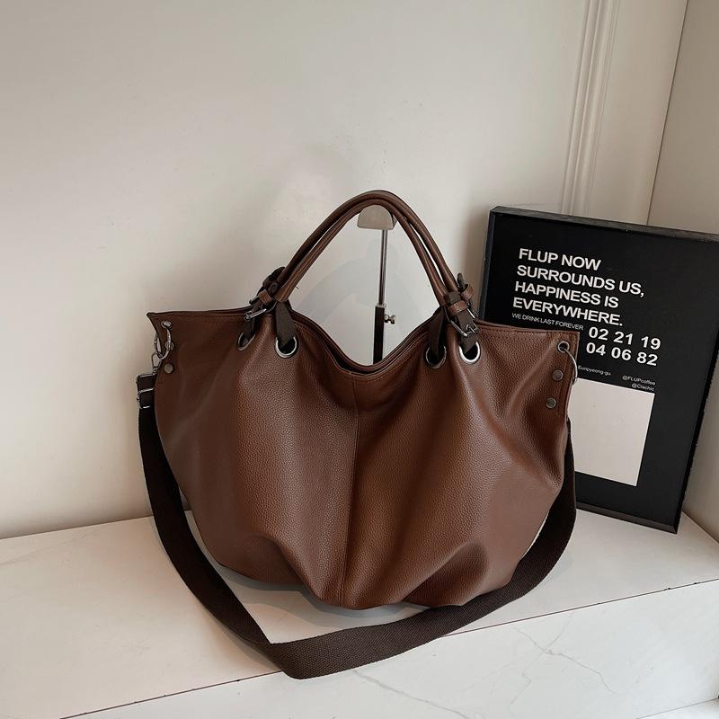 

2025 new American tooling retro commuter big bag messenger canvas handbag Maillard color tote bag