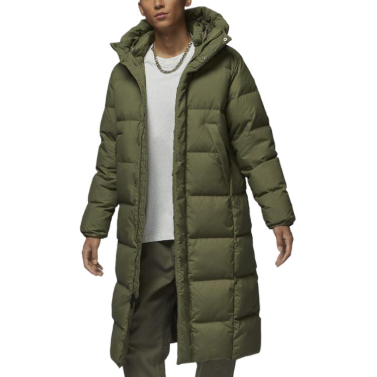 Jordan Flight Warm Loose Fit Hooded Down Jacket Men Outerwear Olive-Green FV7270-222