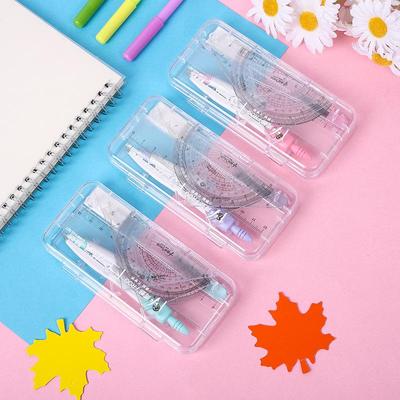 7-Piece Student Geometry Set: Professional Compass, Multifunction Ruler, Eraser & Drawing Tools