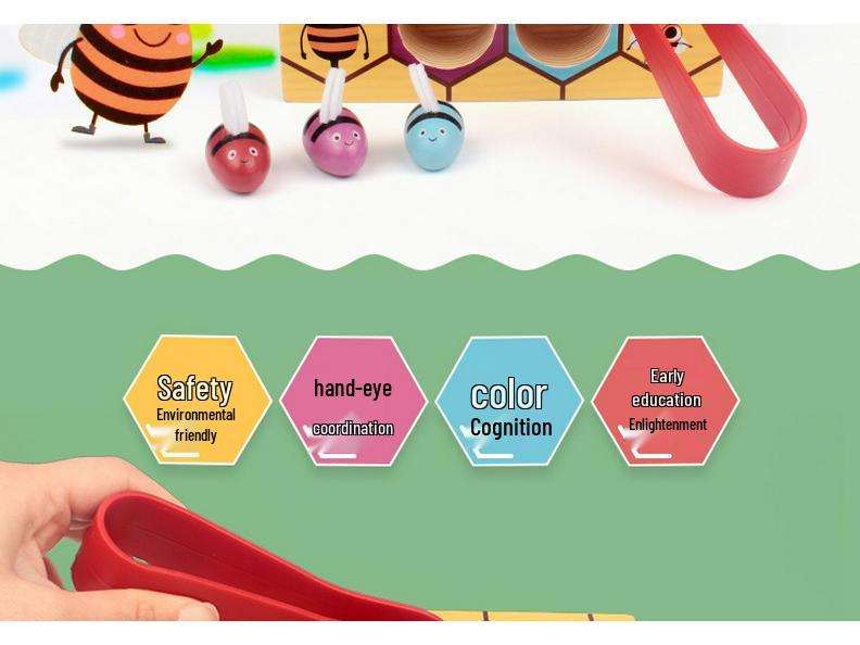 Montessori Wooden Worm Catching Game: Educational Role Play & Color Recognition Toy for Kindergarten