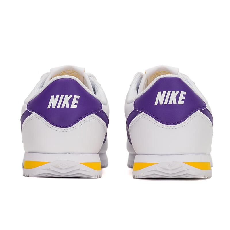Nike Cortez Abrasion Resistant Low Top Kids Lifestyle Shoes White Purple Sneakers DM0950-105