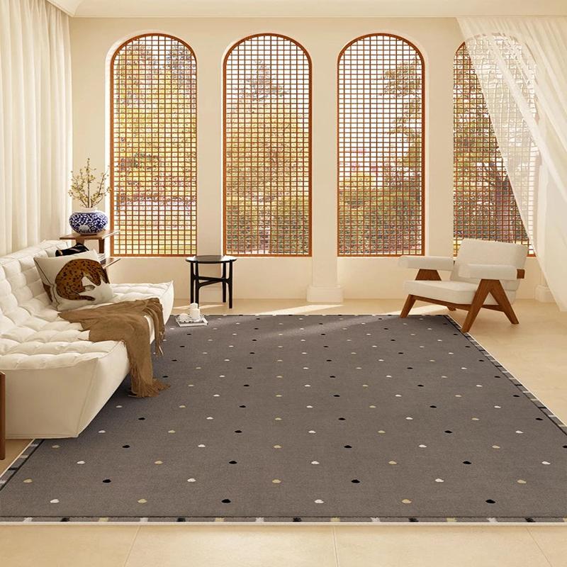 Living Room Carpet Modern Home Decor French Cream Style Floor Mat Plaid Pattern Bedroom Decor Carpets Fluffy Soft Cloakroom Rug