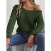 Autumn Winter Casual Metal Buckle Splicing Off-the-shoulder Pullover Sweater Fashion Elegant Lantern Long Sleeve Casual Simple Women Sweater Clothing