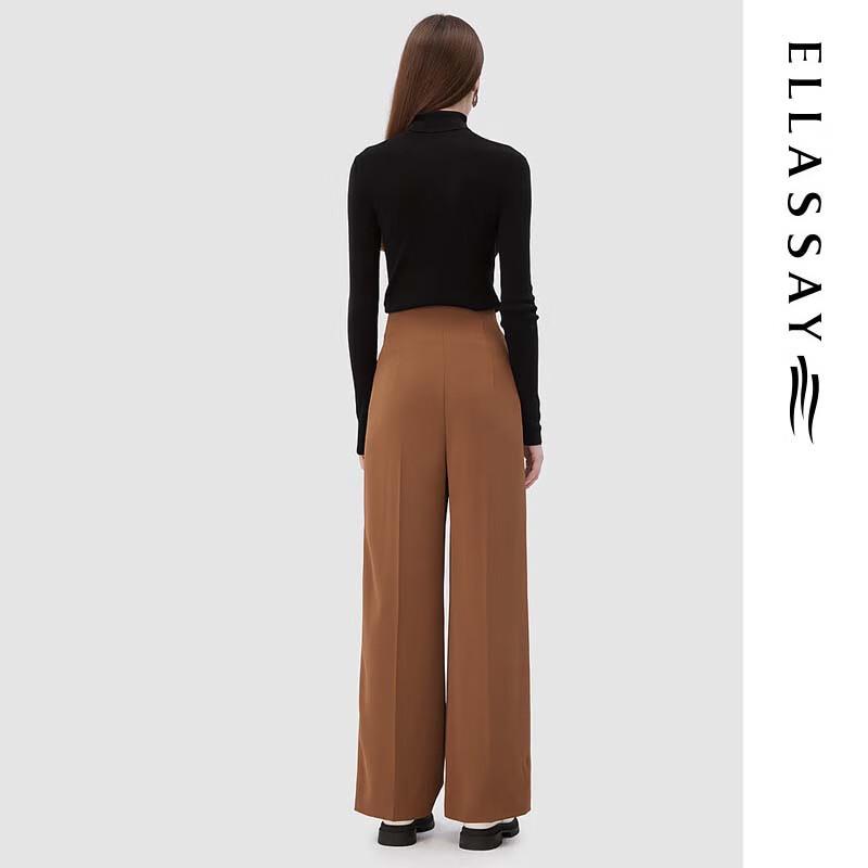 ELLASSAY Women's Autumn/Winter High-Waist Straight-Leg Casual Trousers