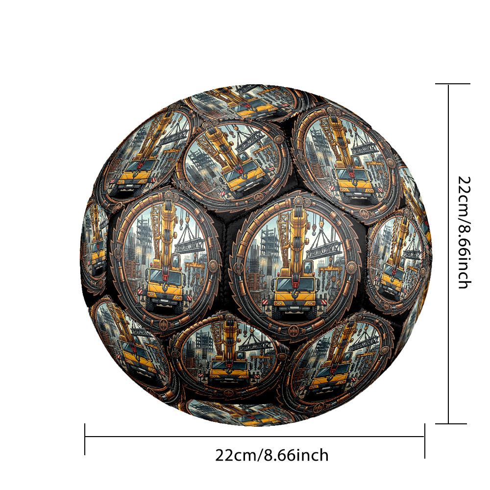 Construction Crane Emblem Round Football Size 5 Adult Ball Suitable for Training Matches and Outdoor Team.