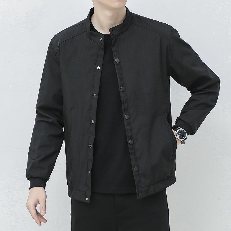 Men's Fashion Versatile Plus Size Baseball Collar Jacket: Spring & Autumn Business Casual Single-Breasted Design