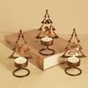Christmas Candle Holders Xmas Tree Candlesticks Merry Christmas Iron Decoration Ornament Desktop Wooden Santa Claus Candlestick