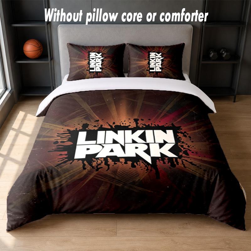 Linkin Park Design Bed Bedding Set 1 Duvet Cover + 2 Pillowcases Soft Breathable Household Bed Linens