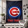 Wall Hanging Tapestry With Custom Name & Text, Chicago Cubs Decorative Tapestry For Bedroom