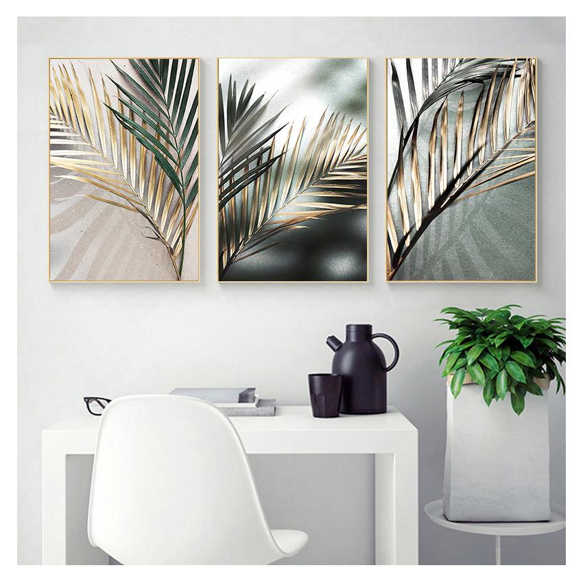 Odcienie Wall Art wydrukowano na płótnie malarstwo plakat skandynawski obraz na ścianę salon dekoracja wnętrz mglista roślina suszone liście światło słoneczne