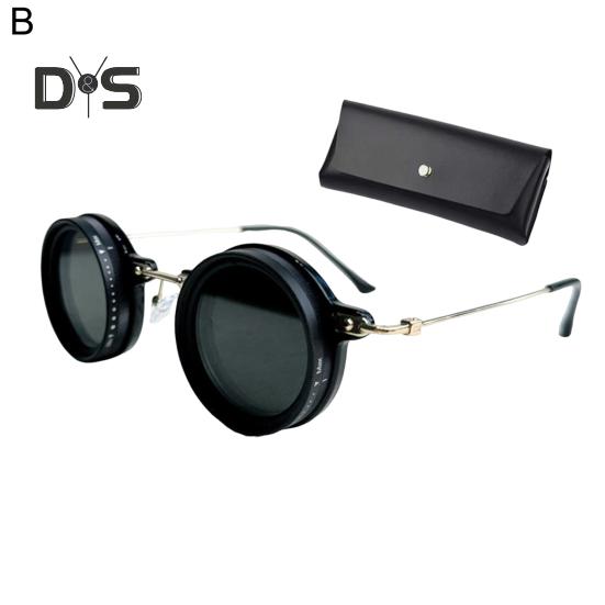 Malé okrúhle polarizované slnečné okuliare pre mužov ženy 1-9 stupňov nastaviteľný odtieň slnečné okuliare s ND filtrom šošovky na pláž, do tieňa, na rybolov, na šoférovanie