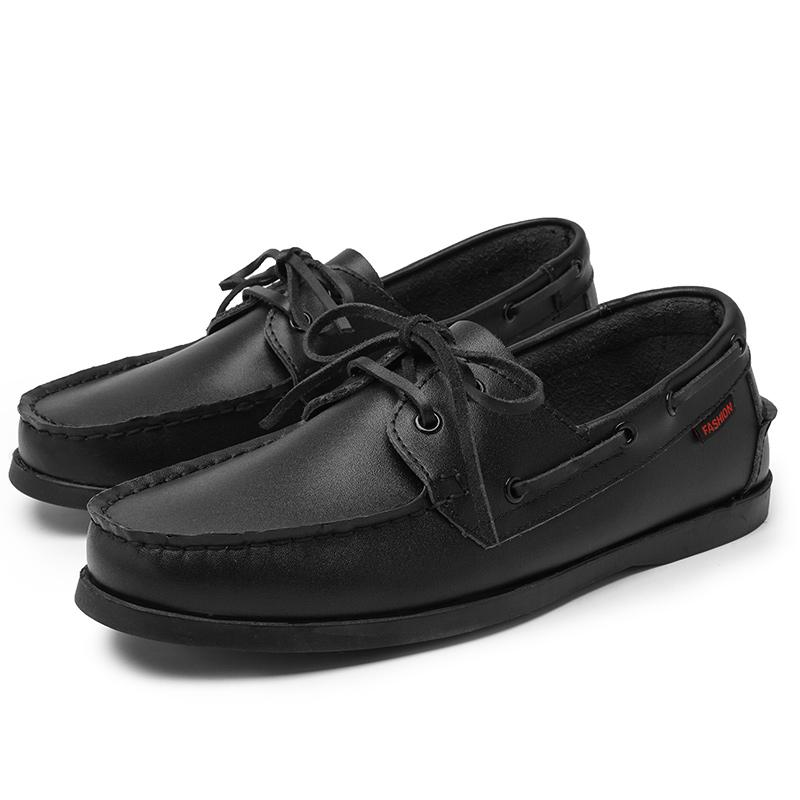 

Универсальные мокасины на резиновой подошве, мужские лоферы, кроссовки ручной работы, обувь на плоской подошве для отдыха, мужская обувь для вождения, мужская кожаная повседневная обувь 44 чёрный