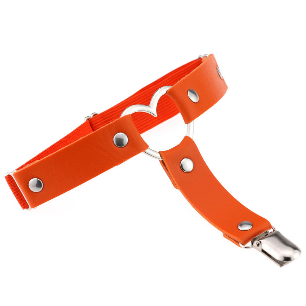 1PC Women Sexy Punk Goth Heart PU Leather Elastic Garter Leg Thigh Ring Clothing Accessory Leg Suspender Sexy Stockings Garters