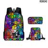 3pcs Set School Bags Kids Bags 3D New Product Geometry Dash Student Backpack Crossbody Bag Pencil Cas Bookbags