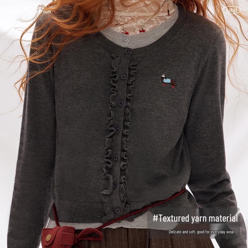 UNIFREE Women's Color-Block Lace Knit Cardigan