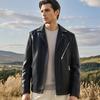 Futting Men's Retro Goatskin Leather Jacket