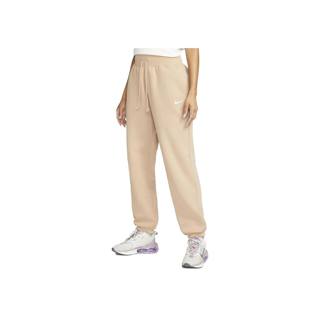 Nike High-Waist Drawstring Sports Pants With Solid Color Brand Logo Women Bottoms Khaki DQ5887-200