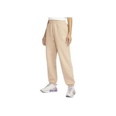 High-Waist Drawstring Sports Pants With Solid Color Brand Logo Women Bottoms Khaki DQ5887-200