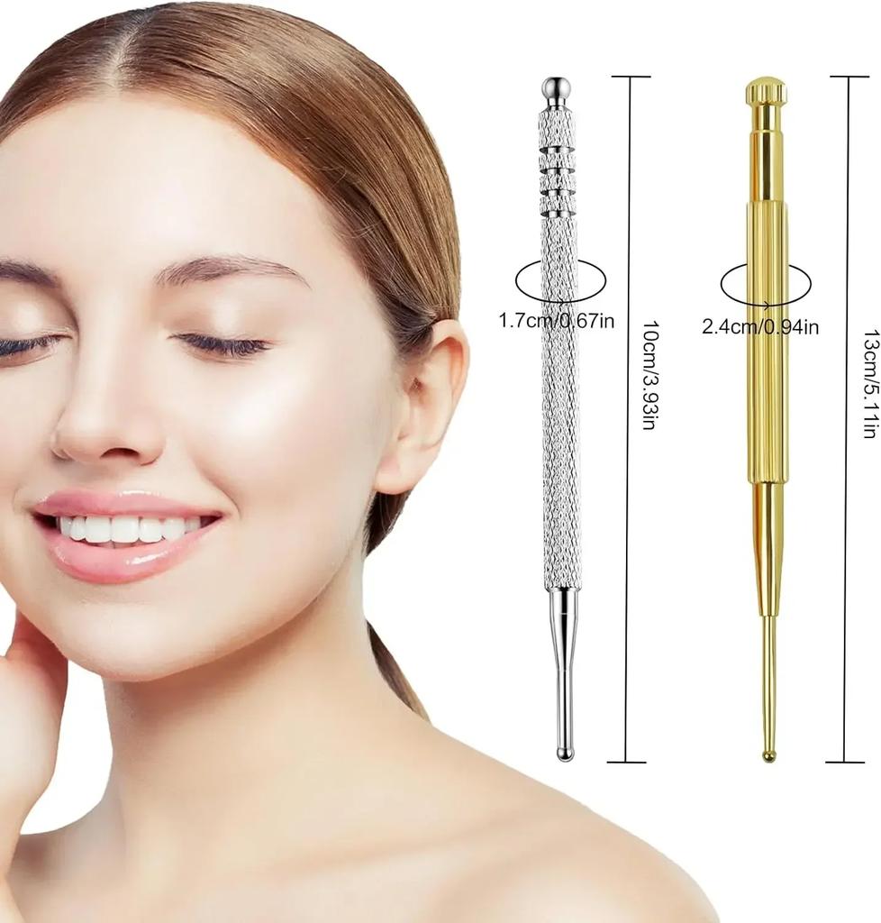 2 STÜCK Ohren Akupunkturpunkt Sonde Massagegerät Schmerzlos Leicht Tragbar Akupunkturpunkt Erkennungsstift Gesichtsreflexzonenmassage Werkzeuge