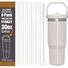 ALINK Replacement Straws for Stanley Iceflow 30oz Flip Tumbler, 6 Pack Reble Clear Plastic Straws Compatible with 30oz Stanley IceFlow Cup with