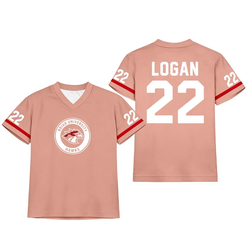 Women Fashion Jersey Style Casual Sports Top V Neck Loose Fit Short Sleeve Lightweight Pullover Shirt with University Logo and Number Print